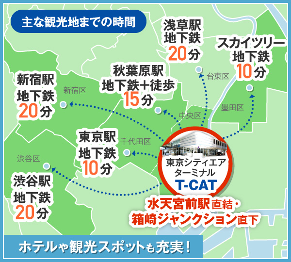 東京観光の拠点ならT-CATが便利!安心!快適!お得!